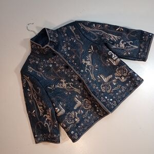 Peter Nygard Embroidered Leather Jacket